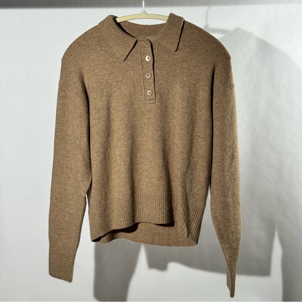 J. Crew Tan Knit Sweater with Collar BRAND NEW WITH TAGS